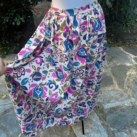 VINTAGE HAND TAILORED PAISLEY BOHO FLORAL MOTIF MAXI LENGTH SKIRT SMALL - Picture 6 of 15
